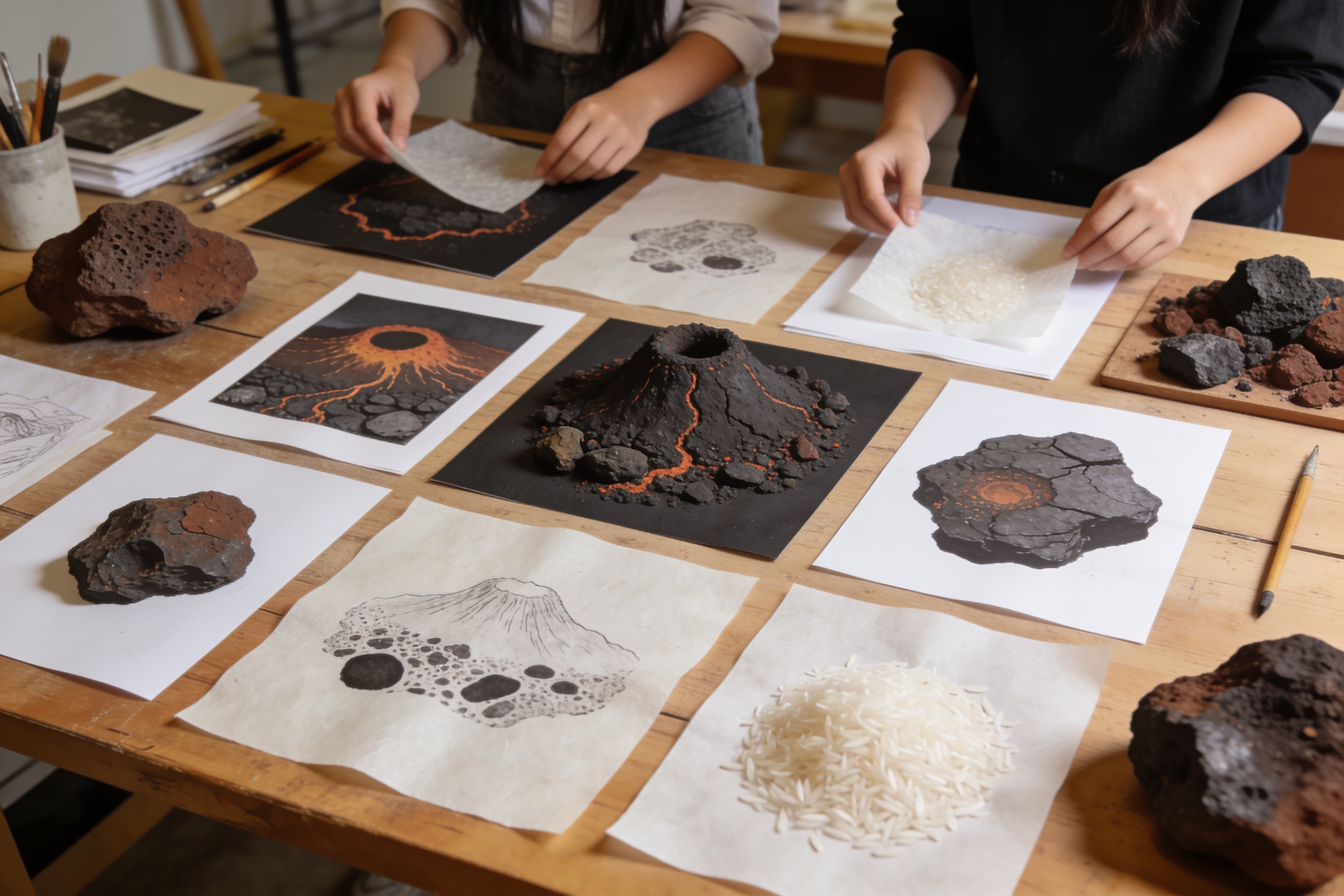 火山石作品宣纸试验稿