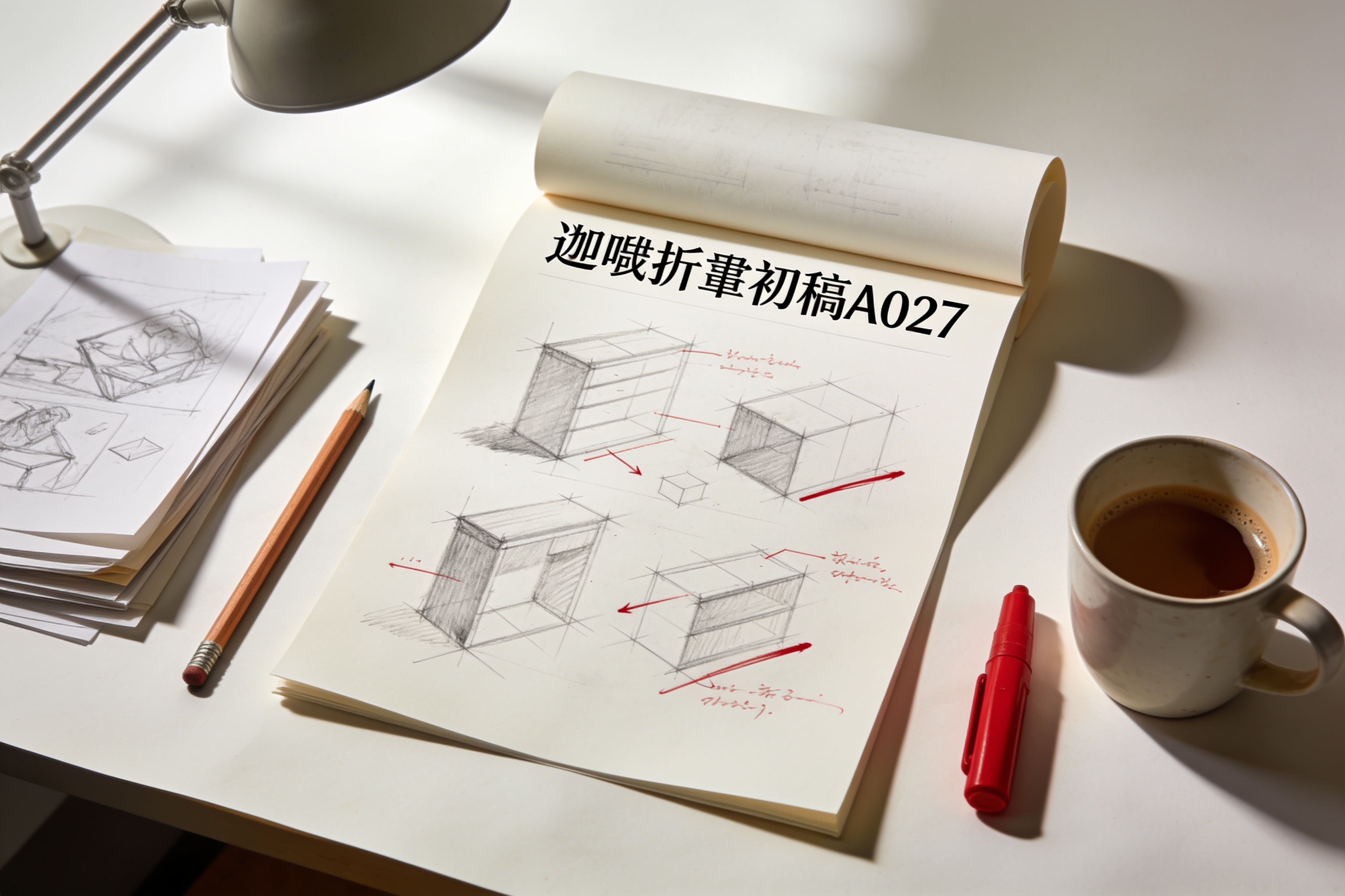 辶喿扌畐初稿A027，纸面可见铅笔底稿与红笔批注，右上角标注废弃原因