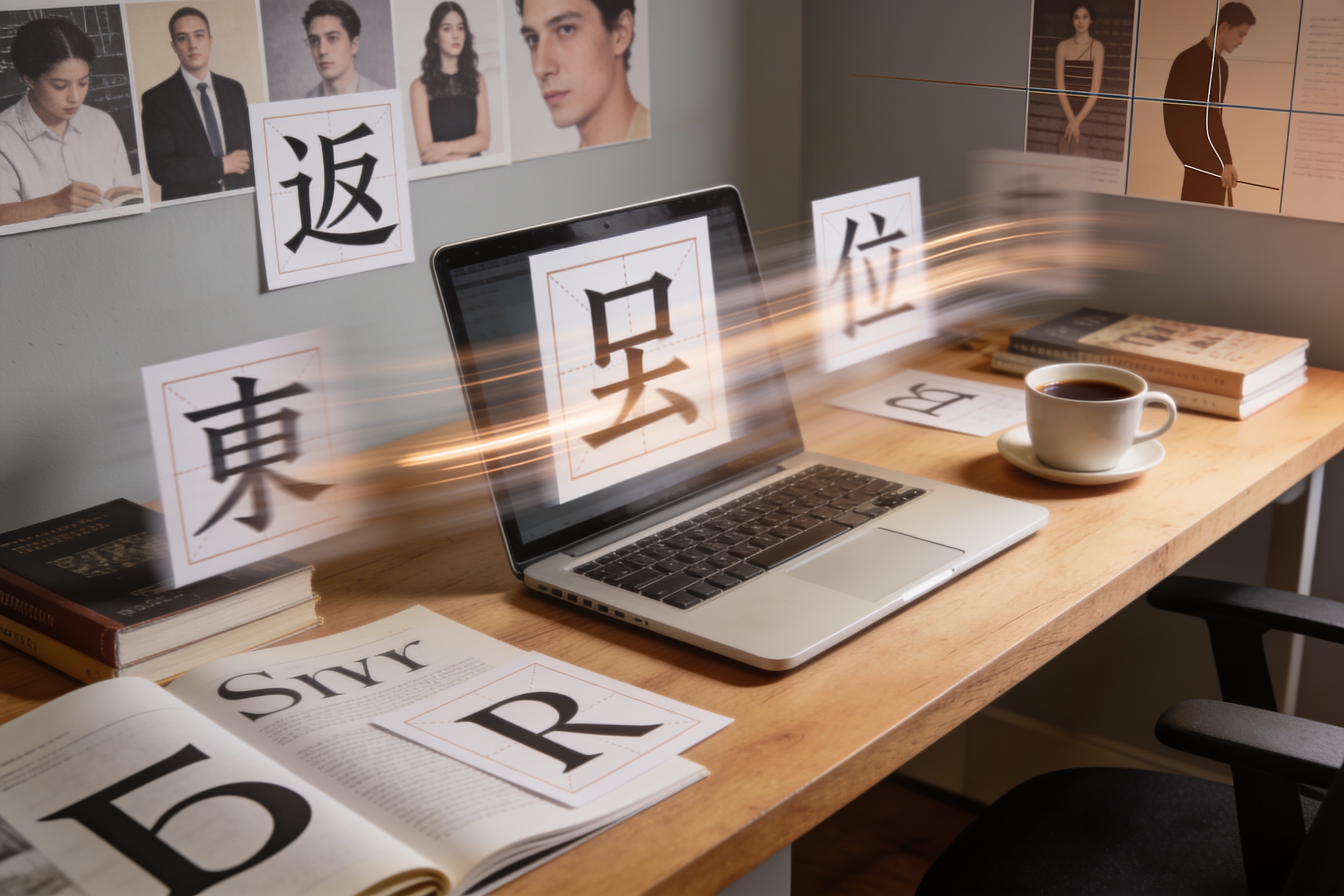 行走系列主视觉：展示辶部与不同声旁组合后形成的运动感字形结构
