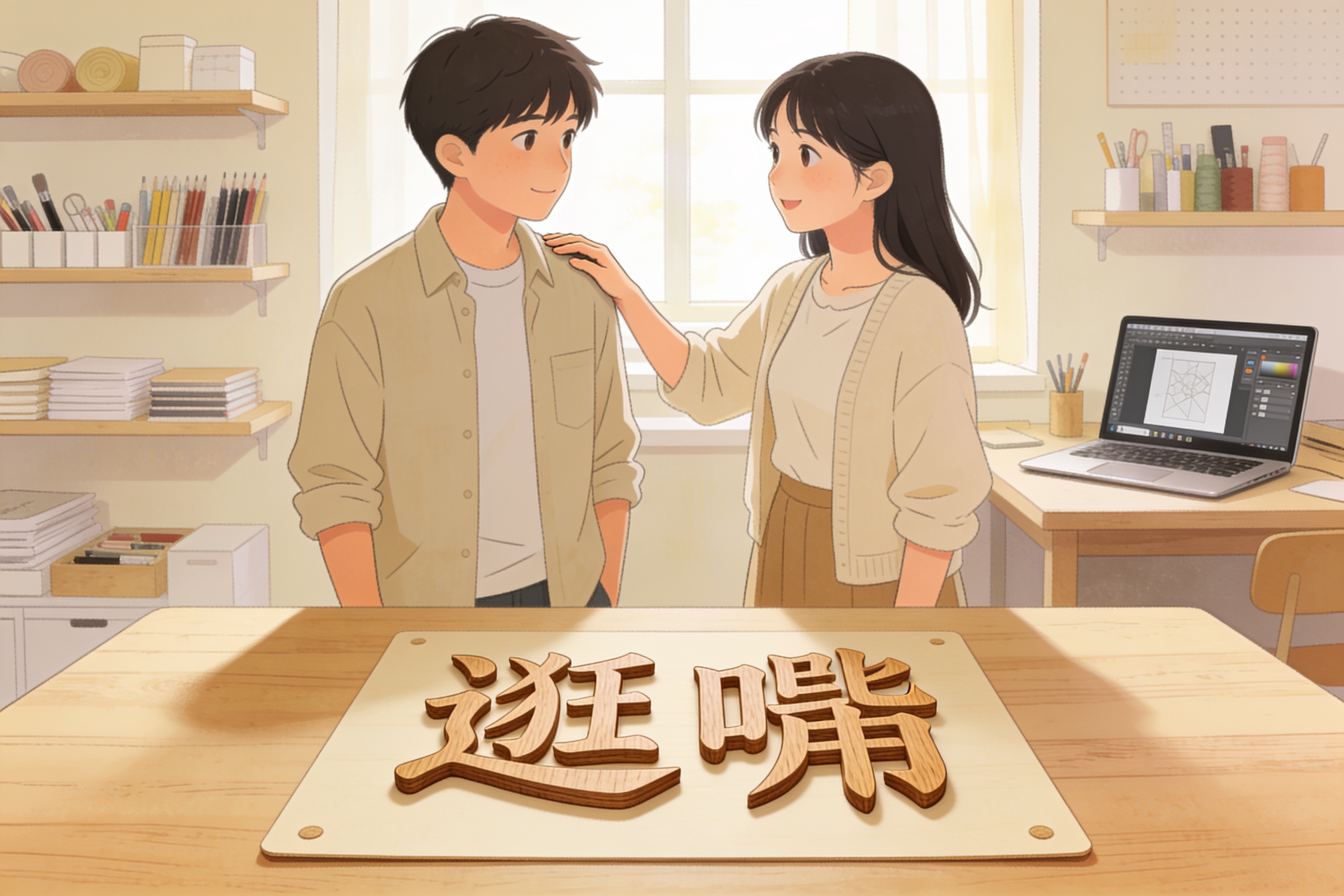 访客创作的部件组合作品，将辶与喿上下叠加排列